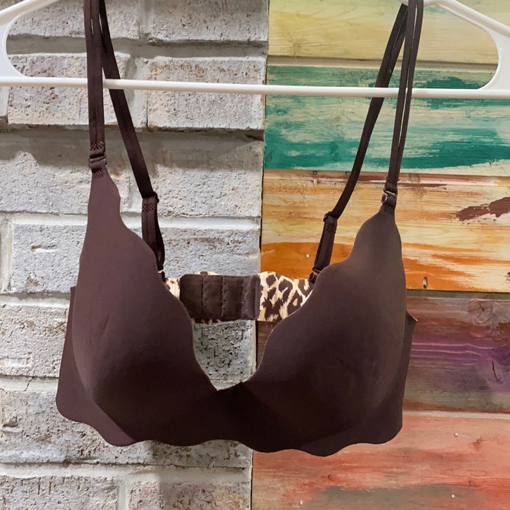 NWOT VS 34C secret embrace push-up brown and leopard print bra